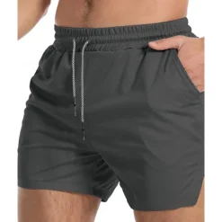 Hot OUKU Men's Active Shorts Sweat Shorts Shorts Summer Shorts Pocket Drawstring Elastic Waist Plain Comfort Short Sports Outdoor Daily Going out Fashion Casual ArmyGreen Black Micro-elastic