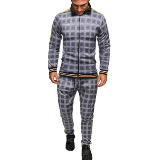 Best OUKU men's activewear sets - winter long sleeve classic plaid tracksuit - full-zip sweatshirt jacket with pants for mens - stylish sportswear for men gym - xmas gifts for men