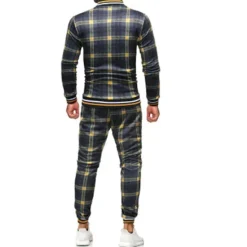 Best OUKU men's activewear sets - winter long sleeve classic plaid tracksuit - full-zip sweatshirt jacket with pants for mens - stylish sportswear for men gym - xmas gifts for men
