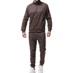 Best OUKU men's activewear sets - winter long sleeve classic plaid tracksuit - full-zip sweatshirt jacket with pants for mens - stylish sportswear for men gym - xmas gifts for men