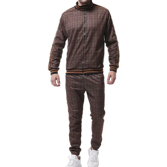 Best OUKU men's activewear sets - winter long sleeve classic plaid tracksuit - full-zip sweatshirt jacket with pants for mens - stylish sportswear for men gym - xmas gifts for men