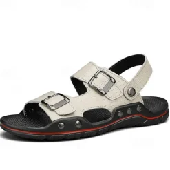 Clearance OUKU Men's Adjustable Buckle Strap Sandals – Stylish Crocodile-Pattern Design, Cushioned Sole, Durable Outdoor Summer Footwear for Casual and Travel Use