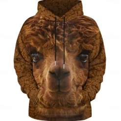 Online OUKU Men's Alpaca Hoodie Hoodies Sweatshirt Fashion Cowboy Long Sleeve Hooded Pocket 3D Print Fall Winter Designer Brown
