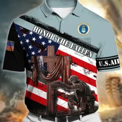 Outlet OUKU Men's American Flag Veterans Polo Shirts Golf Shirt Short Sleeve Polo Shirts Collared Shirts Casual Streetwear Vacation Wear Party Outfits Buttons 3D Print Wine Red Navy Blue