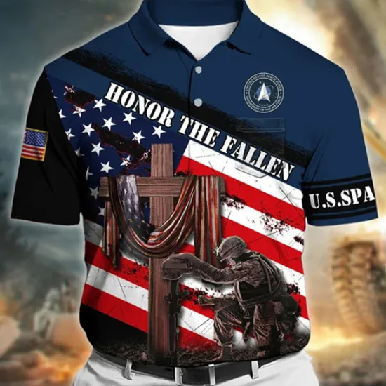 Outlet OUKU Men's American Flag Veterans Polo Shirts Golf Shirt Short Sleeve Polo Shirts Collared Shirts Casual Streetwear Vacation Wear Party Outfits Buttons 3D Print Wine Red Navy Blue