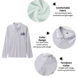 Hot OUKU Men's American Flag Veterans Golf Shirt Long Sleeve Polo Shirts Collared Shirts Casual Vacation Wear Party Outfits Buttons 3D Print Fall & Winter Black Pink Green