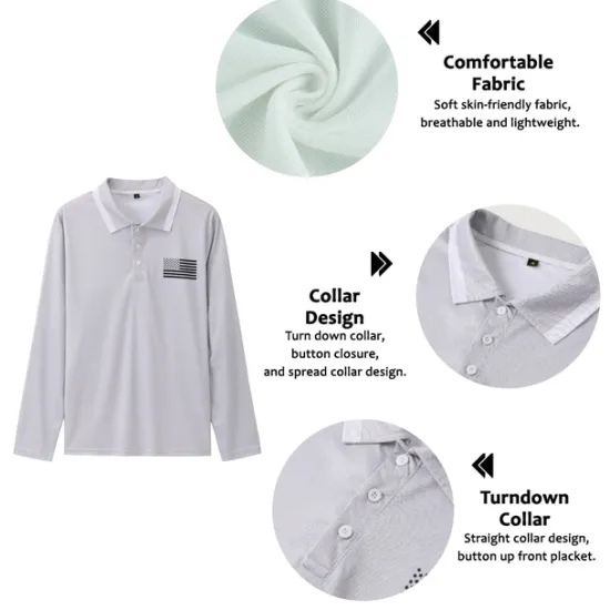 Hot OUKU Men's American Flag Veterans Golf Shirt Long Sleeve Polo Shirts Collared Shirts Casual Vacation Wear Party Outfits Buttons 3D Print Fall & Winter Black Pink Green