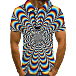 Best OUKU Men's American Flag Veterans Polo Shirts Golf Shirt Short Sleeve Polo Shirts Collared Shirts Casual Streetwear Vacation Wear Party Outfits Buttons 3D Print A Sea Blue Black Rainbow