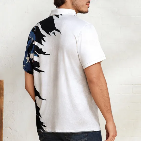 Online OUKU Men's American Flag Veterans Polo Shirts Golf Shirt Short Sleeve Polo Shirts Collared Shirts Casual Streetwear Vacation Wear Party Outfits Buttons 3D Print White & Blue White Navy Blue