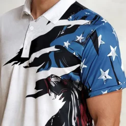 Online OUKU Men's American Flag Veterans Polo Shirts Golf Shirt Short Sleeve Polo Shirts Collared Shirts Casual Streetwear Vacation Wear Party Outfits Buttons 3D Print White & Blue White Navy Blue