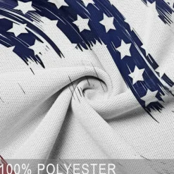 OUKU Men's American Flag Veterans Polo Shirts Golf Shirt Short Sleeve Polo Shirts V Neck Streetwear Vacation Wear Party Outfits 3D Print Spring & Summer White