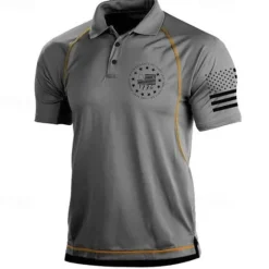 OUKU Men's American Flag Veterans Polo Shirts Golf Shirt Short Sleeve Polo Shirts Collared Shirts Casual Streetwear Vacation Wear Party Outfits Buttons 3D Print Black Blue Green