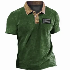 Online OUKU Men's American Flag Veterans Polo Shirts Golf Shirt Short Sleeve Polo Shirts Collared Shirts Casual Streetwear Vacation Wear Party Outfits Buttons 3D Print Blue Purple Green