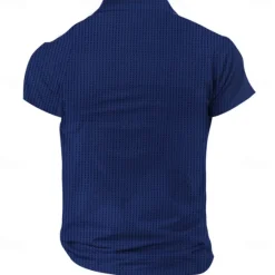 OUKU Men's American Flag Veterans Waffle Polo Shirts Golf Shirt Short Sleeve Polo Shirts Collared Shirts Streetwear Vacation Wear Party Outfits Buttons 3D Print Summer Spring Blue