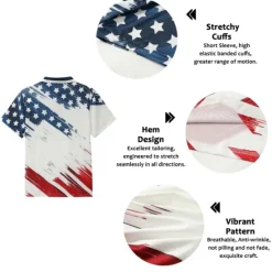 Online OUKU Men's American Flag Veterans Polo Shirts Golf Shirt Short Sleeve Polo Shirts Collared Shirts Casual Streetwear Vacation Wear Party Outfits Buttons 3D Print Black White Light Green