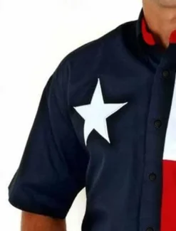 Sale OUKU Men's American Flag Western Shirt Button Up Shirt Cowboy Shirt Short Sleeve Western Daily Summer Spring Turndown Collared Shirts 3D Print Front Pocket Navy Blue
