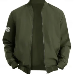 Outlet OUKU Men's American US Flag Bomber Jacket Coat Practical Casual Sports Outdoor Daily Wear Side Pockets Zip Front Graphic Fall Winter Standing Collar Long Sleeve Black Red Army Green
