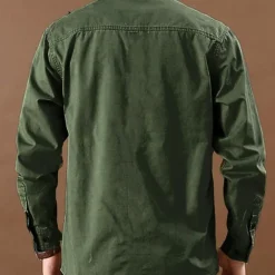 Clearance OUKU Men's American US Flag Cowboy Patriotic Work Shirt Western Shirt Cargo Shirt Long Sleeve Casual Tactical Sports & Outdoor Going out Winter Spring & Fall Turndown Print Army Green Khaki
