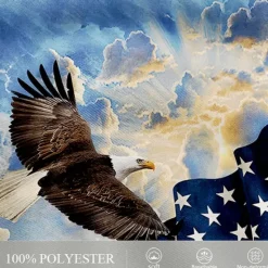 Clearance OUKU Men's American US Flag Eagle Patriotic Swim Trunks Swim Shorts Board Shorts Mid Waist Streetwear Hawaiian Casual Vacation Daily Holiday Drawstring Elastic Waist 3D Print Designer Clothing Apparel Light Blue