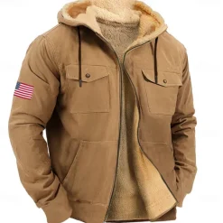 Clearance OUKU Men's American US Flag Fleece Hoodie Hoodies Fashion Cool Long Sleeve Hooded Holiday Streetwear Blue Brown Zipper Pocket Fall Winter Designer