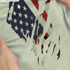 OUKU Men's American US Flag Graphic Prints Sweat Shorts Beach Shorts Terry Shorts Mid Waist Vintage Casual Daily Holiday Streetwear Drawstring Elastic Waist 3D Print Designer Clothing Apparel