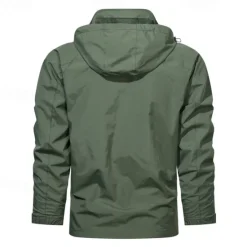 OUKU Men's American US Flag Jacket Raincoat Shell Jacket Waterproof Rain Waterproof Lightweight Casual Sports Outdoor Camping & Hiking Embroidered Side Pockets Zip Front Fall Winter Hooded Long Sleeve