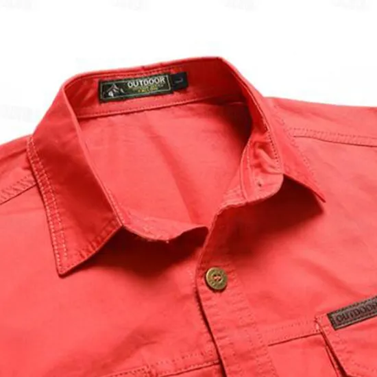 OUKU Men's American US Flag Patriotic Work Shirt Western Shirt Cargo Shirt Long Sleeve Vintage Western Casual Sports & Outdoor Going out Winter Spring & Fall Turndown Print Black Army Green Red Blue Khaki