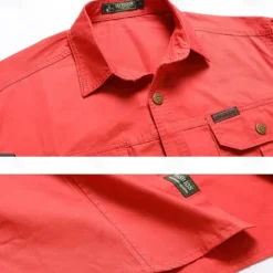OUKU Men's American US Flag Patriotic Work Shirt Western Shirt Cargo Shirt Long Sleeve Vintage Western Casual Sports & Outdoor Going out Winter Spring & Fall Turndown Print Black Army Green Red Blue Khaki