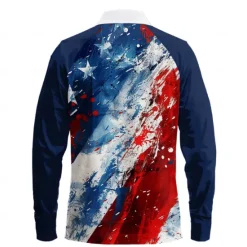 Outlet OUKU Men's American US Flag Veterans Polo Shirts Golf Shirt Long Sleeve Polo Shirts Collared Shirts Casual Streetwear Festival Wear Party Outfits Buttons 3D Print Spring & Summer Blue