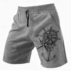 Online OUKU Men's Anchor Shorts Summer Shorts Casual Shorts Mid Waist Fashion Streetwear Hawaiian Casual Daily Holiday Pocket Drawstring Elastic Waist Designer Clothing Apparel