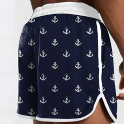 OUKU Men's Anchor Swim Shorts Board Shorts Swimming Trunks Mid Waist Fashion Designer Athletic Surfing Leisure Sports Holiday Pocket Drawstring Elastic Waist Designer Clothing Apparel