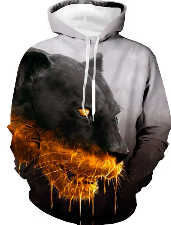 Clearance OUKU Men's Animal Color Block Wolf Graphic Prints Hoodie Hoodies Sweatshirt Designer Casual Long Sleeve Hooded Daily Sports 1 2 Print Spring & Fall Designer