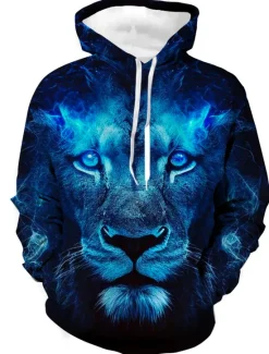 Clearance OUKU Men's Animal Color Block Wolf Graphic Prints Hoodie Hoodies Sweatshirt Designer Casual Long Sleeve Hooded Daily Sports 1 2 Print Spring & Fall Designer