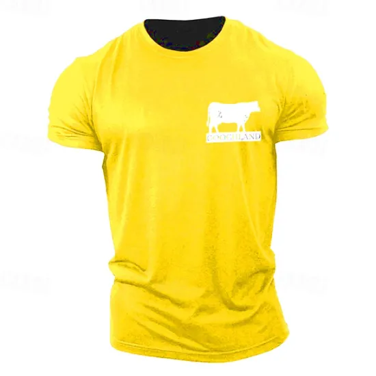 Best OUKU Men's Animal Cow Graphic Prints T shirt Graphic Tee Casual Style Classic Style Tee Top Short Sleeve T shirt Crew Neck Shirt Fashion Designer Classic Outdoor Street Sport Light Blue Black Pink Summer
