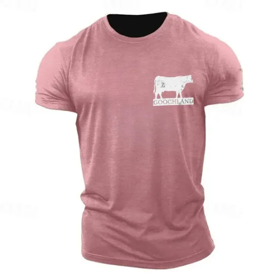 Best OUKU Men's Animal Cow Graphic Prints T shirt Graphic Tee Casual Style Classic Style Tee Top Short Sleeve T shirt Crew Neck Shirt Fashion Designer Classic Outdoor Street Sport Light Blue Black Pink Summer
