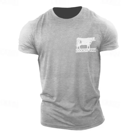 Best OUKU Men's Animal Cow Graphic Prints T shirt Graphic Tee Casual Style Classic Style Tee Top Short Sleeve T shirt Crew Neck Shirt Fashion Designer Classic Outdoor Street Sport Light Blue Black Pink Summer