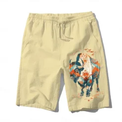 New OUKU Men's Animal Cow Shorts Summer Shorts Beach Shorts Mid Waist Hawaiian Casual Outdoor Holiday Going out Drawstring Elastic Waist Print Designer Clothing Apparel