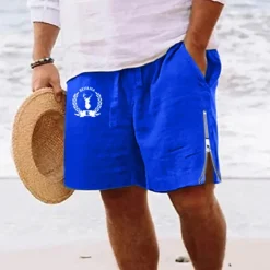 Online OUKU Men's Animal Deer Shorts Summer Shorts Beach Shorts Mid Waist Hawaiian Casual Daily Holiday Going out Zipper Drawstring Elastic Waist Designer Clothing Apparel