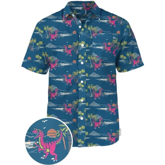 OUKU Men's Animal Dinosaur Coconut Tree Shirt Summer Hawaiian Shirt Aloha Shirt Short Sleeves Shirt Turndown Tropical Hawaiian Designer Outdoor Casual Daily White Black / Green Navy Blue 3D Print S M L