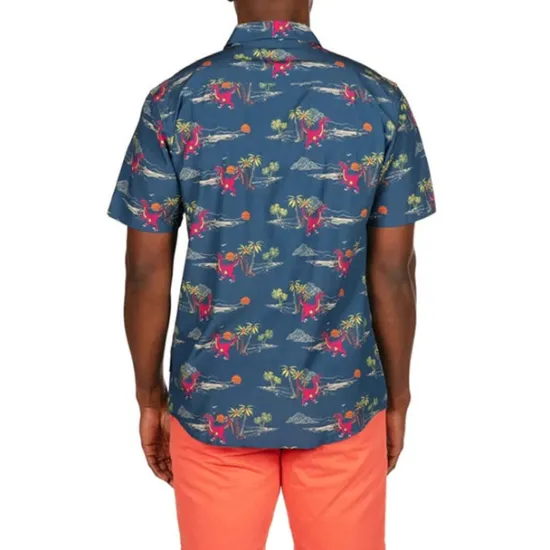 OUKU Men's Animal Dinosaur Coconut Tree Shirt Summer Hawaiian Shirt Aloha Shirt Short Sleeves Shirt Turndown Tropical Hawaiian Designer Outdoor Casual Daily White Black / Green Navy Blue 3D Print S M L