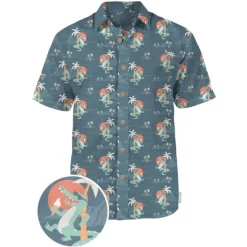 OUKU Men's Animal Dinosaur Coconut Tree Shirt Summer Hawaiian Shirt Aloha Shirt Short Sleeves Shirt Turndown Tropical Hawaiian Designer Outdoor Casual Daily White Black / Green Navy Blue 3D Print S M L