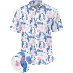 OUKU Men's Animal Dinosaur Coconut Tree Shirt Summer Hawaiian Shirt Aloha Shirt Short Sleeves Shirt Turndown Tropical Hawaiian Designer Outdoor Casual Daily White Black / Green Navy Blue 3D Print S M L