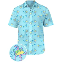 OUKU Men's Animal Dinosaur Coconut Tree Shirt Summer Hawaiian Shirt Aloha Shirt Short Sleeves Shirt Turndown Tropical Hawaiian Designer Outdoor Casual Daily White Black / Green Navy Blue 3D Print S M L