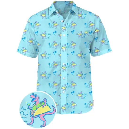 OUKU Men's Animal Dinosaur Coconut Tree Shirt Summer Hawaiian Shirt Aloha Shirt Short Sleeves Shirt Turndown Tropical Hawaiian Designer Outdoor Casual Daily White Black / Green Navy Blue 3D Print S M L