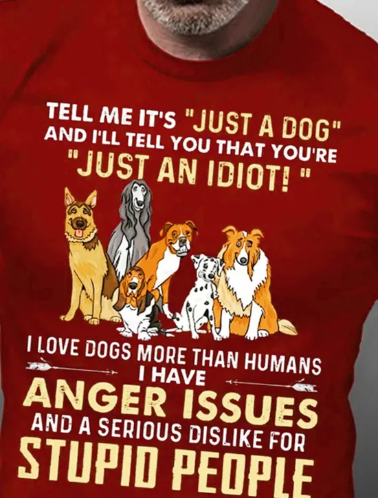 Best OUKU Men's Animal Dog Letter Graphic Prints T Shirt Graphic Tee Cotton Short Sleeves Graphic Shirt Wine Black Red Comfortable Tee Vacation Street Fashion Designer Clothing