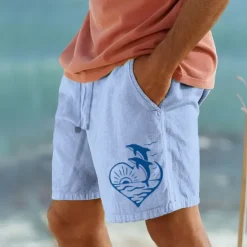 Hot OUKU Men's Animal Dolphin Shorts Summer Shorts Beach Shorts Mid Waist Hawaiian Casual Outdoor Holiday Going out Drawstring Elastic Waist Print Designer Clothing Apparel