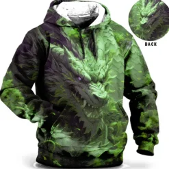 Discount OUKU Men's Animal Dragon Graphic Prints Hoodie Hoodies Sweatshirt Daily Classic Long Sleeve Hooded Holiday Going out Streetwear Blue Brown Print Spring & Fall Designer