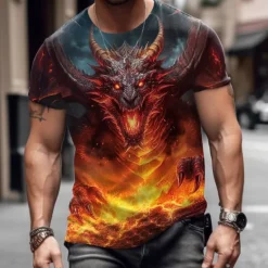 Online OUKU Men's Animal Dragon T Shirt Graphic Tee Short Sleeve T shirt 3D Print Crew Neck Shirt Designer Casual Outdoor Vacation Daily Yellow Blue Purple Spring & Summer Clothing Apparel S M L XL 2XL 3XL