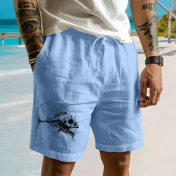 Sale OUKU Men's Animal Fish Marine Life Shorts Summer Shorts Beach Shorts Mid Waist Hawaiian Casual Outdoor Holiday Going out Drawstring Elastic Waist Print Designer Clothing Apparel