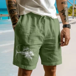 Sale OUKU Men's Animal Fish Marine Life Shorts Summer Shorts Beach Shorts Mid Waist Hawaiian Casual Outdoor Holiday Going out Drawstring Elastic Waist Print Designer Clothing Apparel